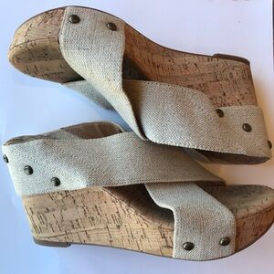 Lucky Brand Mykayla Cork Wedges Size 7M
